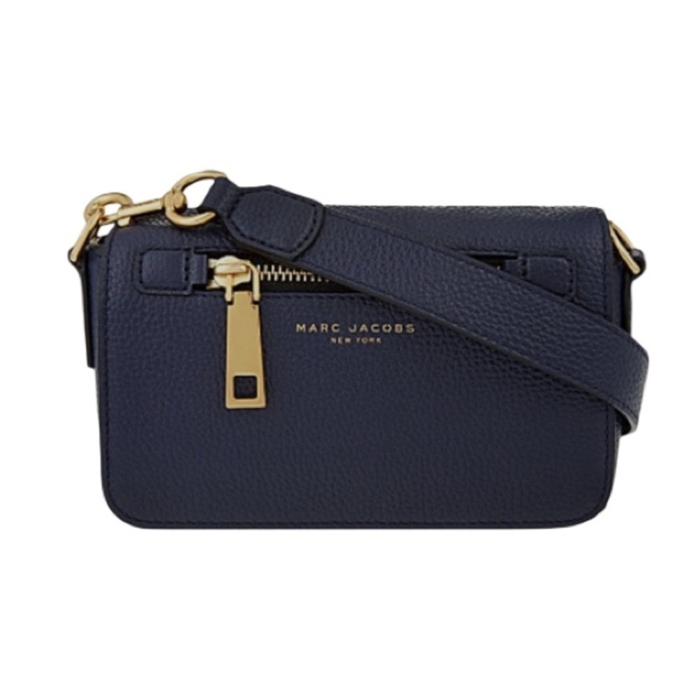 Marc Jacobs Gotham Crossbody Midnight Blue Leather Detachable Strap Brass Trim